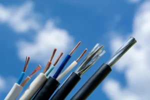 various stripped wires with sky clouds 168171 36