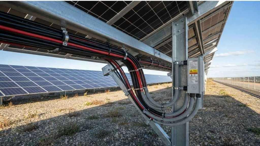 O que considerar ao instalar um cabo solar fotovoltaico 6mm em grandes sistemas? 3 Instalação de cabos solares fotovoltaicos em uma grande usina de energia solar