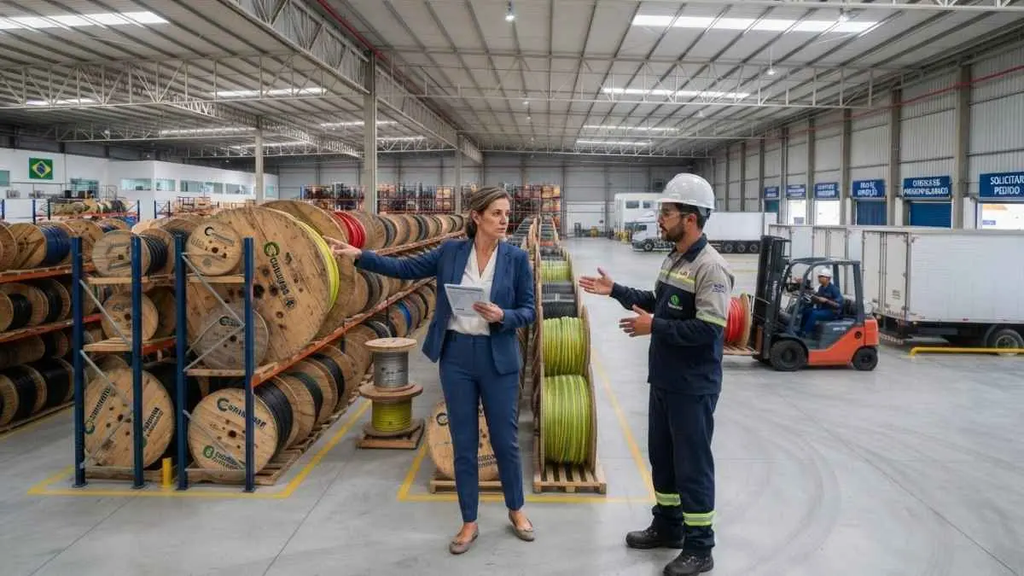 Por que abastecer sua revenda com cabo paralelo 2x2,5mm direto de um fabricante? 2 Profissional avaliando cabos elétricos para compra direta do fabricante.