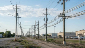 Cabos quadruplex de alumínio em rede elétrica de infraestrutura.