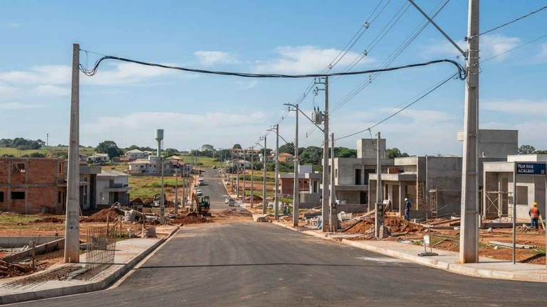 Rede aérea de baixa tensão com cabo de alumínio quadruplex em loteamento urbano