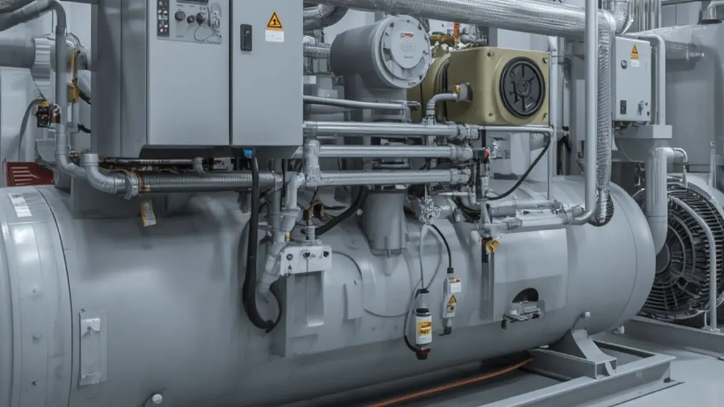  Sistema de refrigeração industrial com cabos elétricos de potência.